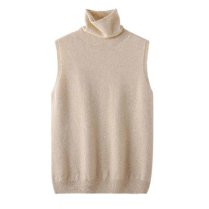 Womens 100% Merino Wool Turtleneck Vest – Sleeveless Knit Pullover & Waistcoat for Spring, Autumn & Winter