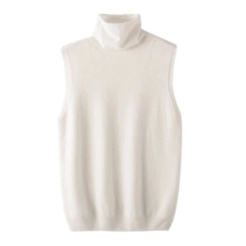 Womens 100% Merino Wool Turtleneck Vest – Sleeveless Knit Pullover & Waistcoat for Spring, Autumn & Winter