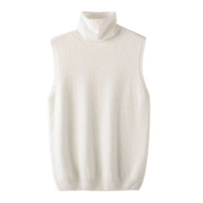 Womens 100% Merino Wool Turtleneck Vest – Sleeveless Knit Pullover & Waistcoat for Spring, Autumn & Winter