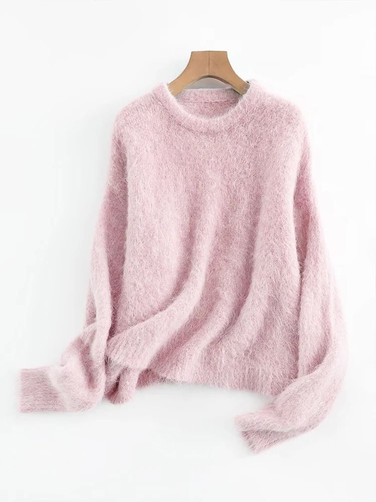 SuyaDream Warm Alpaca Pullover – Loose Dropped Sleeve Luxury Sweater for 2025 Fall/Winter