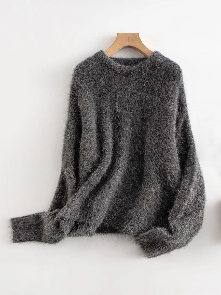 SuyaDream Warm Alpaca Pullover – Loose Dropped Sleeve Luxury Sweater for 2025 Fall/Winter