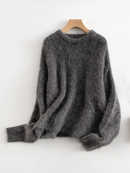 SuyaDream Warm Alpaca Pullover – Loose Dropped Sleeve Luxury Sweater for 2025 Fall/Winter
