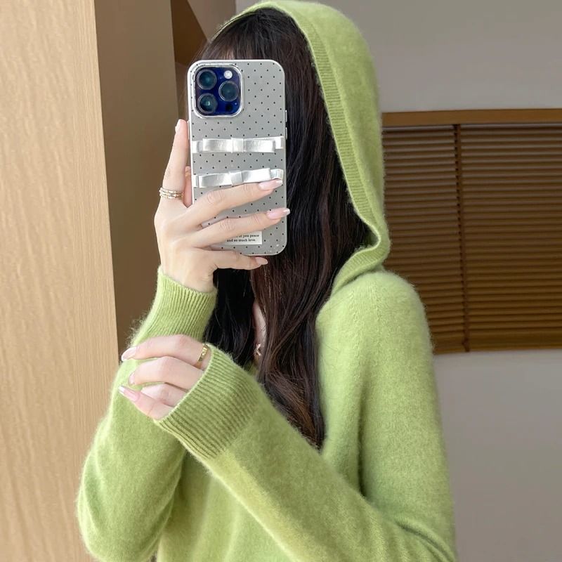 Womens 100% Merino Wool Hooded Pullover – Premium Soft Cashmere-Touch Knitwear for Autumn & Winter