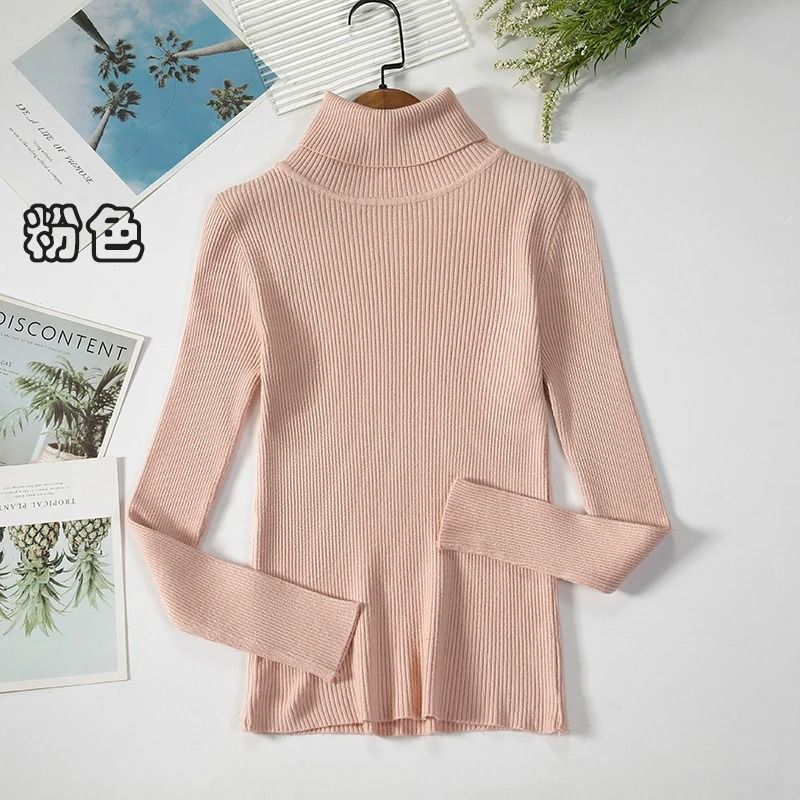 2026 Simple Womens Turtleneck Sweater – Winter Fashion Elastic Knit Pullover & Casual Solid Jumper