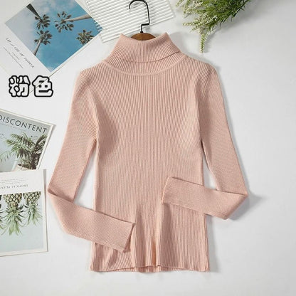 2026 Simple Womens Turtleneck Sweater – Winter Fashion Elastic Knit Pullover & Casual Solid Jumper