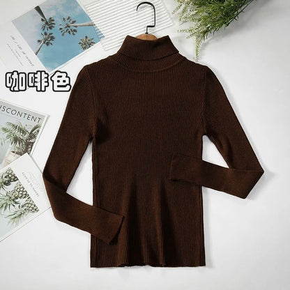 2026 Simple Womens Turtleneck Sweater – Winter Fashion Elastic Knit Pullover & Casual Solid Jumper