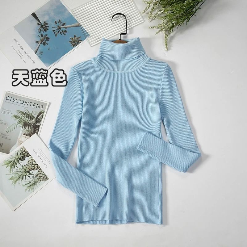 2026 Simple Womens Turtleneck Sweater – Winter Fashion Elastic Knit Pullover & Casual Solid Jumper