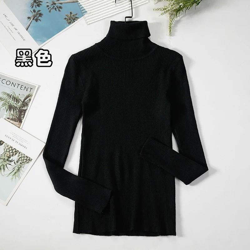 2026 Simple Womens Turtleneck Sweater – Winter Fashion Elastic Knit Pullover & Casual Solid Jumper