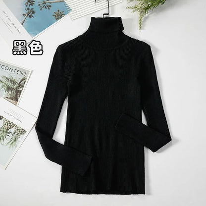 2026 Simple Womens Turtleneck Sweater – Winter Fashion Elastic Knit Pullover & Casual Solid Jumper