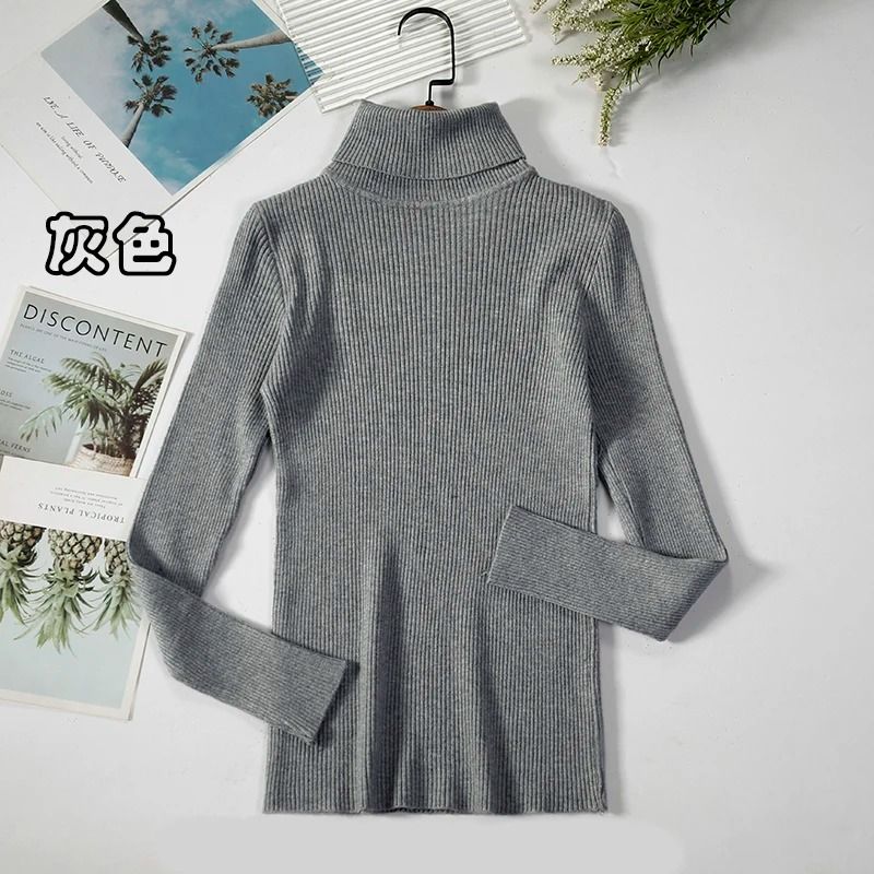 2026 Simple Womens Turtleneck Sweater – Winter Fashion Elastic Knit Pullover & Casual Solid Jumper