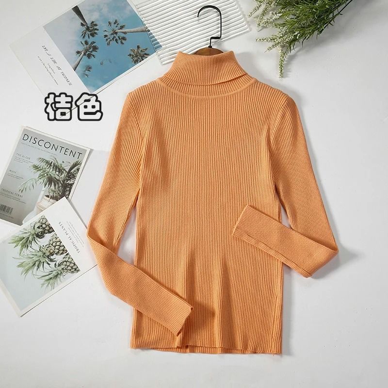 2026 Simple Womens Turtleneck Sweater – Winter Fashion Elastic Knit Pullover & Casual Solid Jumper
