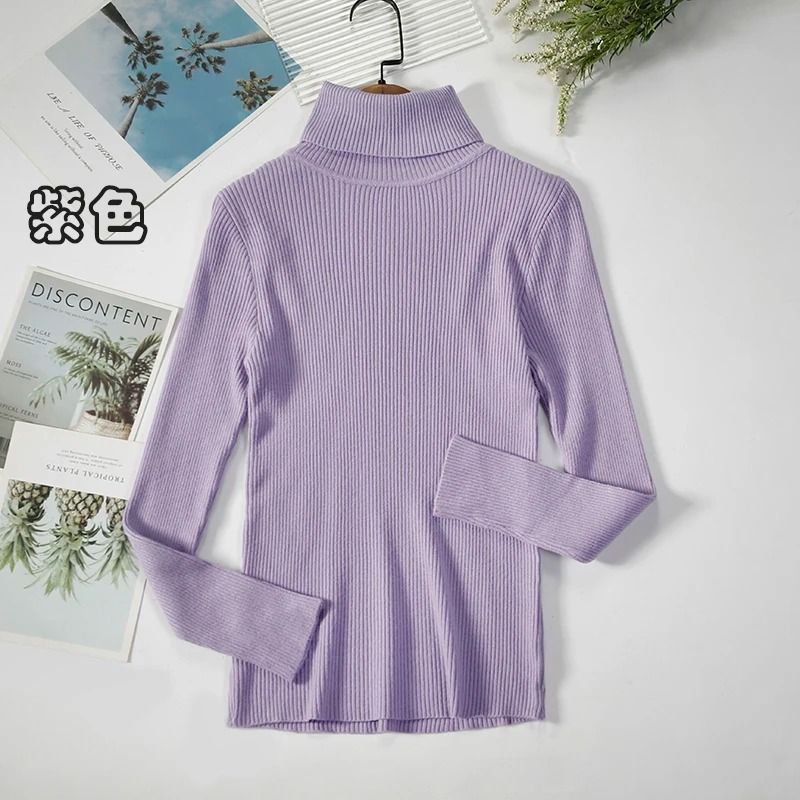 2026 Simple Womens Turtleneck Sweater – Winter Fashion Elastic Knit Pullover & Casual Solid Jumper