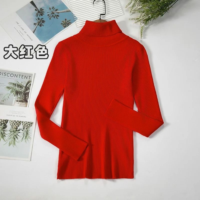 2026 Simple Womens Turtleneck Sweater – Winter Fashion Elastic Knit Pullover & Casual Solid Jumper