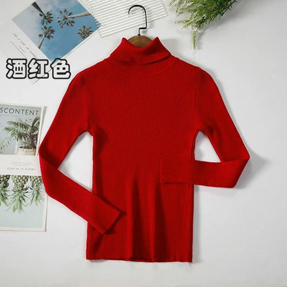 2026 Simple Womens Turtleneck Sweater – Winter Fashion Elastic Knit Pullover & Casual Solid Jumper