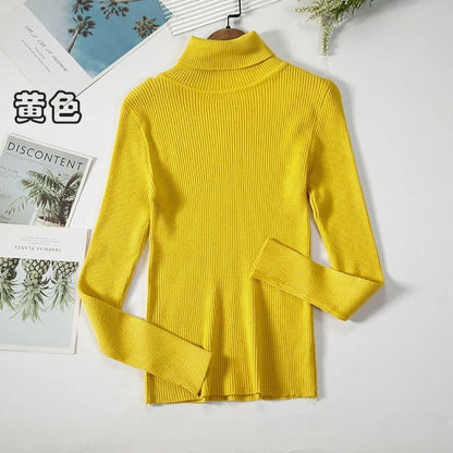 2026 Simple Womens Turtleneck Sweater – Winter Fashion Elastic Knit Pullover & Casual Solid Jumper