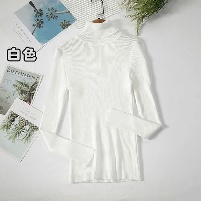 2026 Simple Womens Turtleneck Sweater – Winter Fashion Elastic Knit Pullover & Casual Solid Jumper