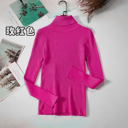2026 Simple Womens Turtleneck Sweater – Winter Fashion Elastic Knit Pullover & Casual Solid Jumper