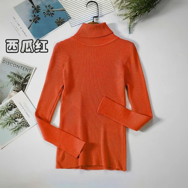 2026 Simple Womens Turtleneck Sweater – Winter Fashion Elastic Knit Pullover & Casual Solid Jumper