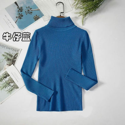 2026 Simple Womens Turtleneck Sweater – Winter Fashion Elastic Knit Pullover & Casual Solid Jumper