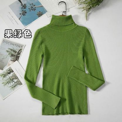 2026 Simple Womens Turtleneck Sweater – Winter Fashion Elastic Knit Pullover & Casual Solid Jumper