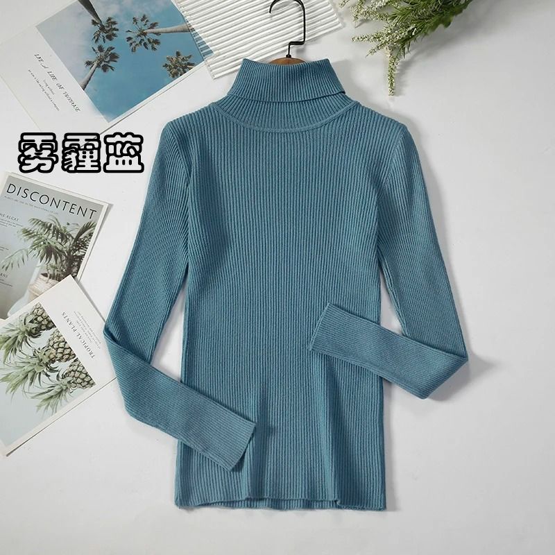 2026 Simple Womens Turtleneck Sweater – Winter Fashion Elastic Knit Pullover & Casual Solid Jumper