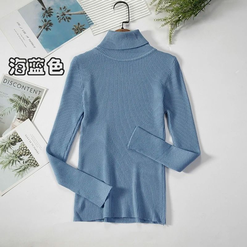 2026 Simple Womens Turtleneck Sweater – Winter Fashion Elastic Knit Pullover & Casual Solid Jumper
