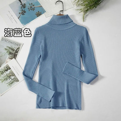 2026 Simple Womens Turtleneck Sweater – Winter Fashion Elastic Knit Pullover & Casual Solid Jumper