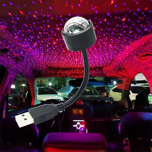 Adjustable Mini LED Car Roof Projector, USB Decorative Galaxy Lamp for Auto Roof Room Ceiling Atmosphere