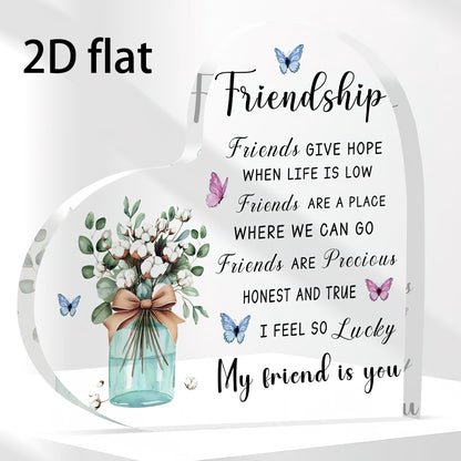 Acrylic Heart Shape Friendship Keepsake, Bestie Friend Gifts, Friendship Birthday Gifts, Bff Gifts