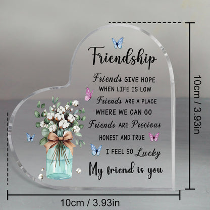 Acrylic Heart Shape Friendship Keepsake, Bestie Friend Gifts, Friendship Birthday Gifts, Bff Gifts