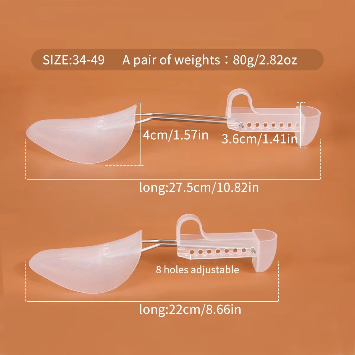 Adjustable Plastic Shoe Tree Set for Men and Women, Boot Shaper and Shoe Support Inserts, White or Black