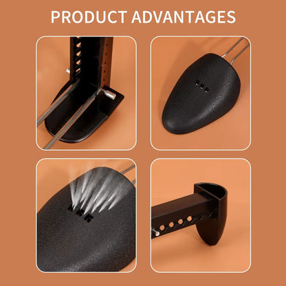 Adjustable Plastic Shoe Tree Set for Men and Women, Boot Shaper and Shoe Support Inserts, White or Black