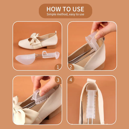 Adjustable Plastic Shoe Tree Set for Men and Women, Boot Shaper and Shoe Support Inserts, White or Black