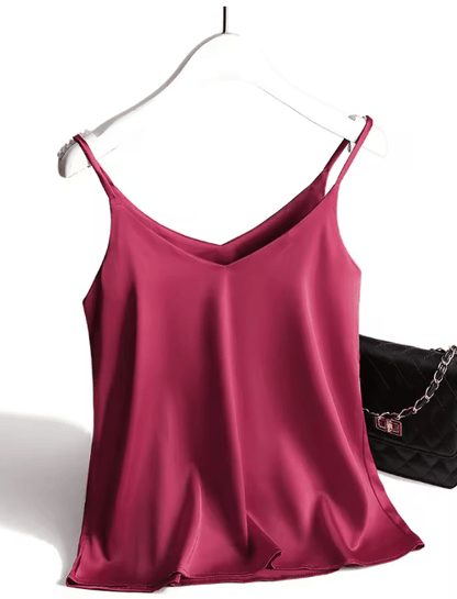 AOSSVIAO Satin Silk Halter V Neck White Spaghetti Strap Cami 2026