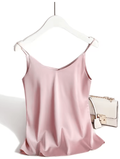 AOSSVIAO Satin Silk Halter V Neck White Spaghetti Strap Cami 2026