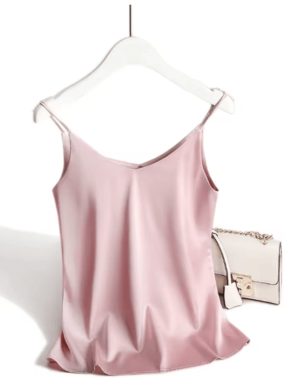 AOSSVIAO Satin Silk Halter V Neck White Spaghetti Strap Cami 2026