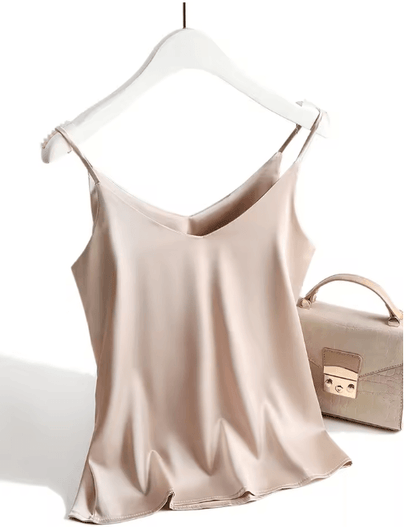 AOSSVIAO Satin Silk Halter V Neck White Spaghetti Strap Cami 2026