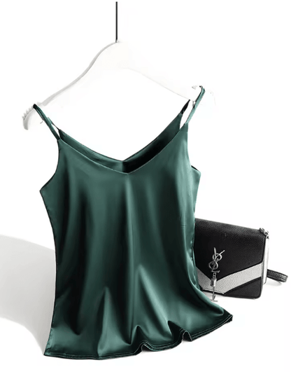 AOSSVIAO Satin Silk Halter V Neck White Spaghetti Strap Cami 2026
