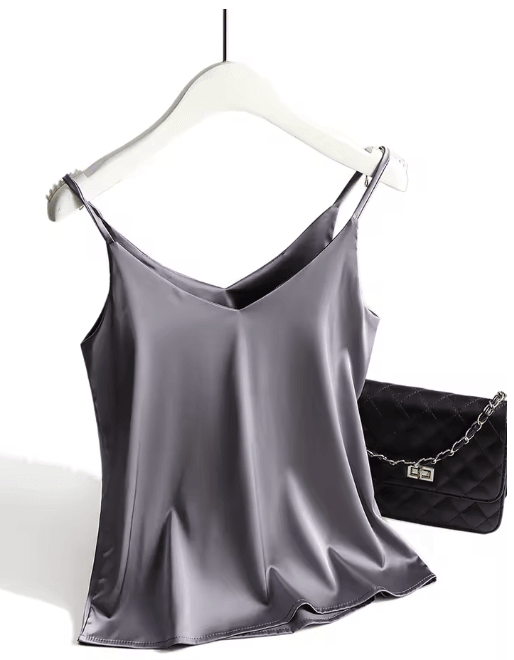 AOSSVIAO Satin Silk Halter V Neck White Spaghetti Strap Cami 2026