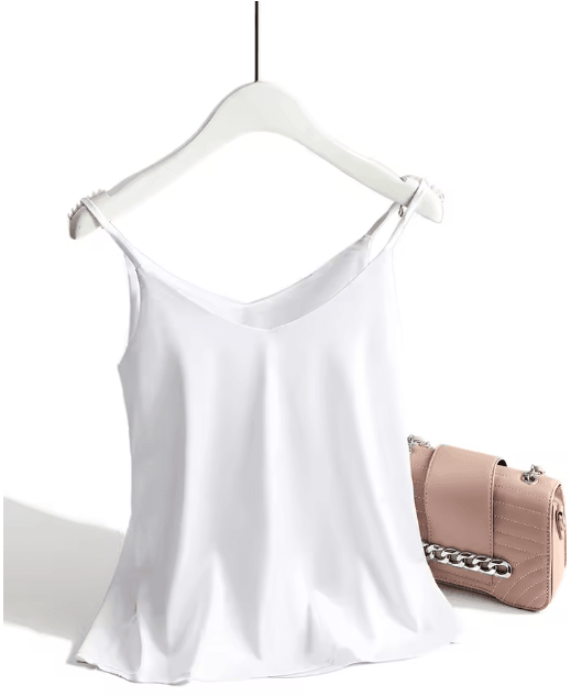 AOSSVIAO Satin Silk Halter V Neck White Spaghetti Strap Cami 2026