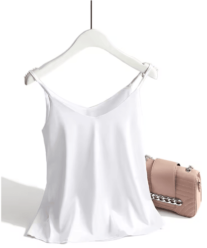 AOSSVIAO Satin Silk Halter V Neck White Spaghetti Strap Cami 2026