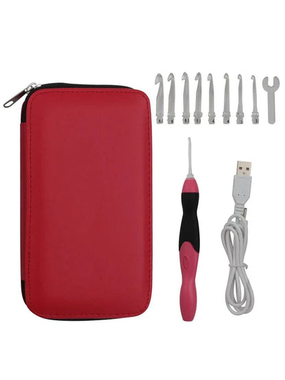 9 in 1 USB Rechargeable LED Crochet Hook Set