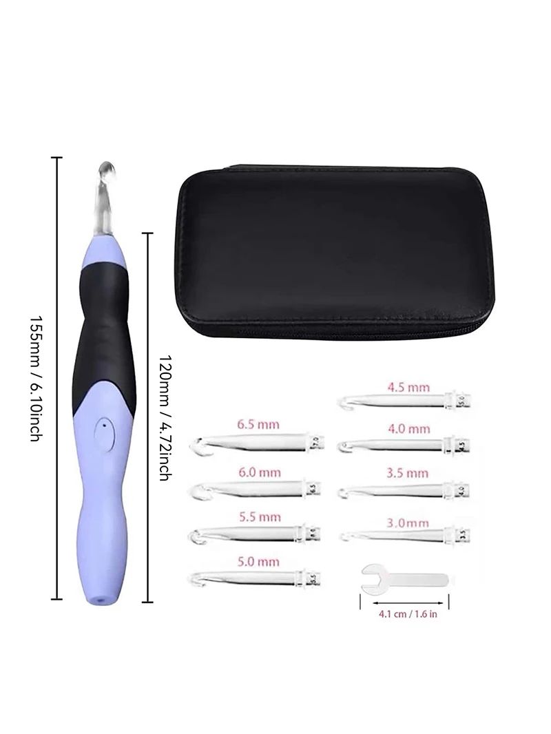 9 in 1 USB Rechargeable LED Crochet Hook Set