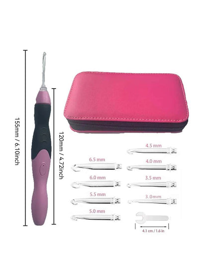 9 in 1 USB Rechargeable LED Crochet Hook Set