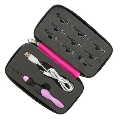 9 in 1 USB Rechargeable LED Crochet Hook Set