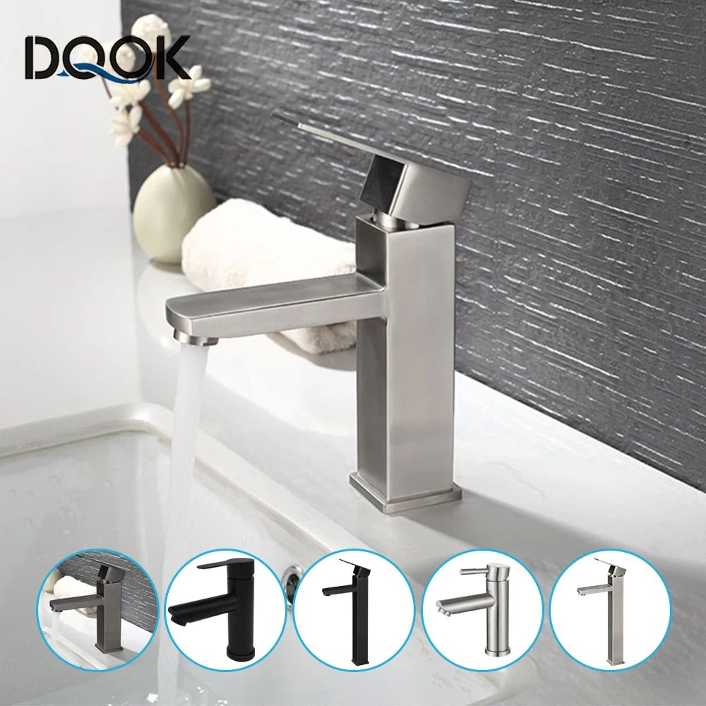Matte Black Bathroom Sink Faucet – Modern Single Handle Hot & Cold Mixer Tap