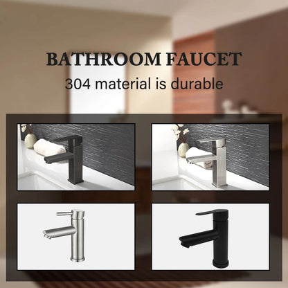 Matte Black Bathroom Sink Faucet – Modern Single Handle Hot & Cold Mixer Tap