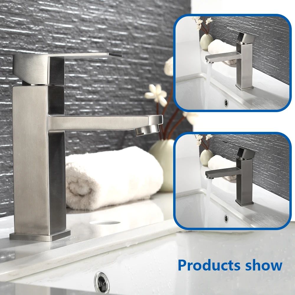 Matte Black Bathroom Sink Faucet – Modern Single Handle Hot & Cold Mixer Tap
