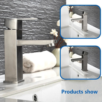 Matte Black Bathroom Sink Faucet – Modern Single Handle Hot & Cold Mixer Tap