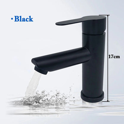 Matte Black Bathroom Sink Faucet – Modern Single Handle Hot & Cold Mixer Tap